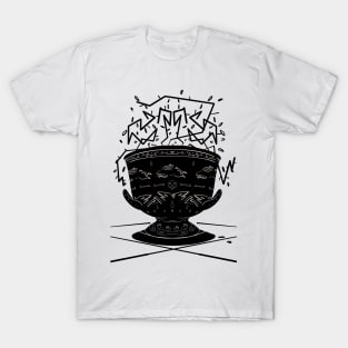 Black and white menacing ancient vase T-Shirt